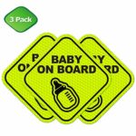 Baby on Board Cute Magnetic Sign for Car Strong All Weather | Diamond Ultra Reflective for Safety | Perfect Parent Pack Baby Shower Gift 3 Pack