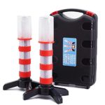 2 LED Emergency Road Flares Red Roadside Beacon Safety Strobe Light Warning Signal Alert Magnetic Base and Upright Stand in Solid Storage case for Car Marine Vehicles Trucks
