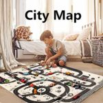 Kids City Scene Play Mat Traffic Highway Map Educational Toy with 18 Pcs Traffic Signs Perfect for Children Playing with Cars Track Roads