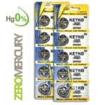 CR2025 Battery – 10 pcs Pack – 3V Lithium Buttom Coin Cell Battery Type 3.0 Volt: 2025 DL2025 ECR2025 Genuine KEYKO Supreme High Energy