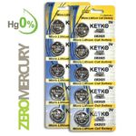 CR2025 Battery – 10 pcs Pack – 3V Lithium Buttom Coin Cell Battery Type 3.0 Volt: 2025 DL2025 ECR2025 Genuine KEYKO Supreme High Energy
