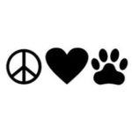 Chase Grace Studio Dog Paw Print Peace Sign Heart Dogs Vinyl Decal Sticker|BLACK|Cars Trucks Vans SUV Laptops Wall Art|7.5″ X 5.25″|CGS715