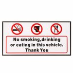 Sala-Ctr – Words NO SMOKING EATING DRINKING IN THIS VECHICLE THANK YOU Stickers Signs Car Taxi Bus Decal Warning Mark Car Styling 120x60mm