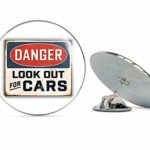 TG Graphics Danger Look Out for Cars Vintage Sign Art Round Metal Lapel Pins Cute Cool Hat Shirt Pin Tie Tack Pinback