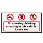 Sammiler – Words NO SMOKING EATING DRINKING IN THIS VECHICLE THANK YOU Stickers Signs Car i Bus Decal Warning Mark Car Styling 120x60mm