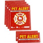 Leashboss Pet Rescue Window Sticker – Removable UV Protected White Vinyl Decals – 4X House and 2X Car Dog/Cat Alert Safety Door Signs
