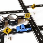 PlayTape TinyTown Cars, Roads & Curves: Includes Tuner Car, Tape Road, & Toy Road Signs & Accessories. Build Your Own Tiny Town! Easy to Use, Safe for Home, Quick CleanUp; PlayTape Road Tape