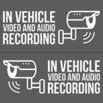 in Vehicle Video and Audio Recording Vinyl Decal Stickers, Dashcam Decals 4X (2X for Driver Side, 2X for Passenger Side) – White – 5.5″ W – UBER, LYFT, Rideshare – DASHCAM Security Decal