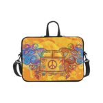InterestPrint Hippie Vintage Car a Mini Van with Peace Sign 17 17.3 Inch Waterproof Neoprene Laptop Notebook Sleeve Shoulder Bag with Handle & Strap for MacBook Dell HP Acer Tablet Woman Man