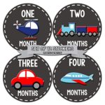 Baby Month Stickers for Boy | Monthly Milestone Sticker for Boy | 12 Monthly Milestone Stickers | Baby Monthly Stickers for Infant First Year | Transportation Planes Trains Cars