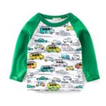 Motteecity Fashion Boys Long Sleeve Patchwork Cartoon Cars Casual Fall Spring T-Shirt