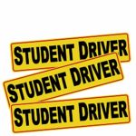 3pcs 12″x3″ Student Driver Sticker Decal Safety Signs for New Driver, Paint Safe Removable Back Glue Sticks Better Than Magnetic for Plastic Bumper and Window, one for Each Side and The Rear