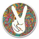 Hippy Peace Hand Vinyl Sticker Decal Laptop Car Bumper Sticker Travel Luggage Car iPad Sign Fun 5″