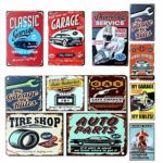 Garage Sign Metal Plaque Garage Vintage 8 Types Retro Vintage Metal Tin Sign Car Repair Shop Garage Retro Plaque Poster Bar Pub Club Wall Tavern Garage Home Decor (Random)