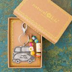 Natural Life Van Enjoy the Ride Santa Fe Keychain – Floral Metal with Beads