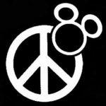 Peace SIGN MICKEY MOUSE HEAD 5.5″ Wide Humorous Funny Decal Sticker for Laptop Car Window Tablet Skateboard – WHITE color