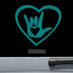 JS Artworks Sign Language I Love You Vinyl Decal Sticker (Teal)