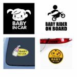 Homyu Car Stickers Set 4 Car Decals Set of Baby in Car Baby on Board Series Safety Signs for Private Car Waterproof Sunlight-Proof