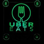 Acryled designs UBER EATS Sign Glow LED Light Logo Removable Car Driver Window Decal Sticker w Rechargeable Batteries – Taxi Rideshare Accessories Bundle (UBER EATS Logo with Fork)
