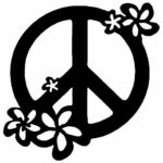 Hippie Peace Sign Flowers – Sticker Graphic – Auto, Wall, Laptop, Cell, Truck Sticker for Windows, Cars, Trucks