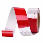 Onerbuy Waterproof Reflective Safety Tape Hazard Caution Warning Sticker High Visibility Strong Adhesive Reflector Roll for Cars, Trucks, Trailers, 6M/20ft, Red & White