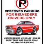 1967 Plymouth Belvedere Muscle Car-toon No Parking Sign