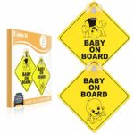 Baby on Board Sign for Car, Danolt 2pcs New Upgrade Thicken Kids Safety Warning Sucker Sticker for Driver, No Fade, Removable