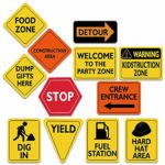 WERNNSAI Construction Zone Party Decorations – 12 PCS Size 8” Traffic Sign Cutouts for Boys Kids Birthday Party Construction Theme Party Supplies