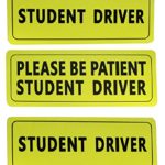 WeHope Two Student Driver and one Please be Patient Student Driver Magnetic Reflective Car Signs Reusable Safety Caution Bumper Sticker Sign Large Bold Visible Text for The Novice/Beginner-3 Packs.