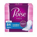 Poise Incontinence Pads, Moderate Absorbency, Long, 84 Count (4 Cases)
