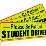 Student Driver Magnet Car Signs for The Novice or Beginner. Better Than A Decal or Bumper Sticker (Reusable) Reflective Magnetic Large Bold Visible Text (10″ Be Patient Reflective- 6 pk)