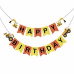 CC HOME Construction Birthday Party Decoration,Construction Vehicle Happy Birthday Banner ,Excavator Bulldozer Truck Hanging Garland Bunting Flag for Birthday Party ,Baby Shower ,Anniversary Decoration Supplies