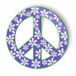 AK Wall Art Peace Sign Purple Flowers – Magnet – Car Fridge Locker – Select Size