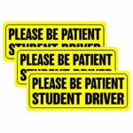 BOKA Student Driver Magnet Car Signs – Reflective Vehicle Bumper Magnet Set of 3 Magnetic Bumper Sticker for New Driver/Novice in Yellow