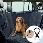 Dog Car Seat Covers,Pet Seat Cover for Back Seat of Cars/Trucks/SUV, Waterproof Pet Hammock Seat Cover for Dogs with Mess Window, Side Flaps and Dog Seat Belt Anti-Scratch Nonslip Machine Washable