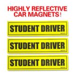 Set of 3 “Please Be Patient Student Driver” Safety Sign Vehicle Bumper Magnet – Reflective Vehicle Car Sign Sticker Bumper for New Drivers