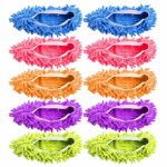 JIJIC 5 Pairs (10 Pieces) Multi-Function Dust Duster Mop Slippers Shoes Cover, Soft Washable Reusable Microfiber Foot Socks Floor Cleaning Tools Shoe Cover
