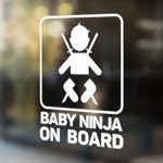 Babycalla Baby on Board Signs for Car Windows Sticker White Vinyl Boy and Girl (Ninja)