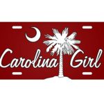 Carolina License Plate, North Carolina South Carolina Girl Palm Tree Saw Palmetto Crescent Moon 6×12 Aluminum Metal Sign.