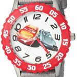 DISNEY Boys Cars 3 Stainless Steel Analog-Quartz Watch with Nylon Strap, Grey, 16 (Model: WDS000300)