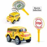 URTOYPIA Inductive Car Toys for Boys, Electronic Inductive Race Car for Track Toys School Bus Diecast Toy Vehicles with 3 Lights and Traffic Sign Compatible with Race Track Toy Car for Kids Girls