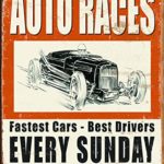 Desperate Enterprises Vintage Auto Races Tin Sign, 12.5″ W x 16″ H