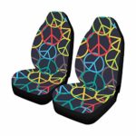 INTERESTPRINT Colorful Peace Sign Auto Seat Covers Full Set of 2, Bucket Seat Protector Car Seat Cushions for Car, SUV, Truck or Van