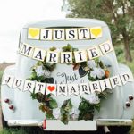 Tatuo 2 Sets Just Married Wedding Banners Bunting Garland Photo Props Signs with Heart for Bridal Shower Wedding Party Decoration