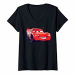Womens Disney Pixar Cars Lightning McQueen Paint V-Neck T-Shirt