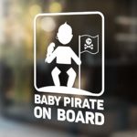 Babycalla Baby on Board Signs for Car Windows Sticker White Vinyl Boy and Girl (Pirate)