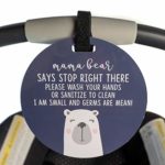 Mama Bear Tag – Wash Your Hands Germs are Mean Sign (Boy Preemie Sign, Newborn, Baby Car Seat Tag, Stroller Tag, Baby Preemie No Touching Car Seat Sign)