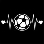 Soccer Ball Heartbeat Vinyl Decal Sticker | Cars Trucks Vans Walls Laptops Cups | White | 7.5 X 3 Inch | KCD1210