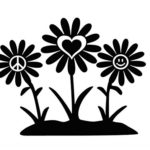 Peace Love Happiness Sunflower Decal Vinyl Sticker|Cars Trucks Vans Walls Laptop| Black |5.5 x 4.25 in|CCI1237