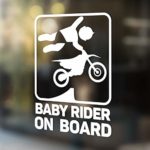 Babycalla Baby on Board Signs for Car Windows Sticker White Vinyl Boy and Girl (Motocross)